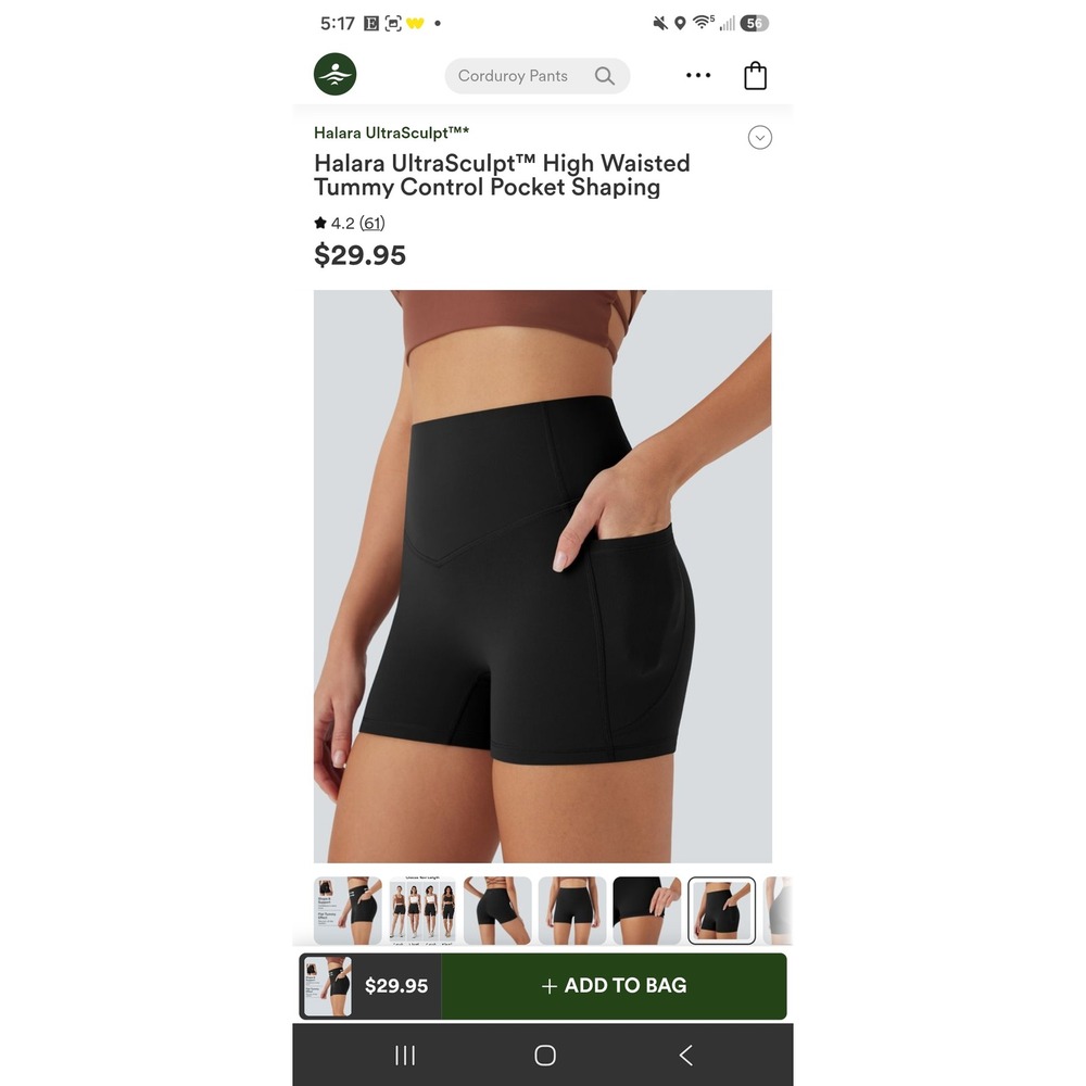 Halara UltraSculpt 3inc High Waisted Tummy Control Pocket Shaping Shorts XL